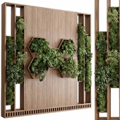 Vertical Wall Garden With Wooden frame - partition plants on Hexagon Green 84