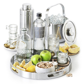 Decorative set on a tray with water and fruit stv002.