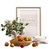 Decorative set with apples and bouquet