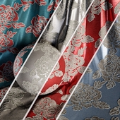 Damask Floral Jacquard Brocade Fabric material (in 4 color themes) -14