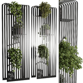 Metal box plants on stand set 494 - Garzon decorative space divider