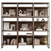 Decorative Set 004 - Wooden Shelves Decorative With Book Rack
