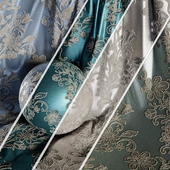 Damask Floral Jacquard Brocade Fabric material (in 4 color themes) -18