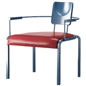 ROCK4 BLUE LOUNGE ARMCHAIR WITH RED LEATHER SEAT BY MARC SADLER