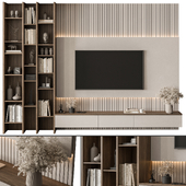 TV Wall White and Wood - Set 148