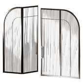 Арочная дверь из металла и стекла. 2 вида стекла - ребристое и стандартное.
