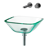Square Glass Bathroom Vessel Sink with Drain Mini Bath Bowl