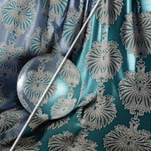 Damask Floral Jacquard Brocade Fabric material (in 2 color themes) -23