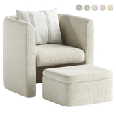 Braedin Upholstered Barrel Accent Chair With Storable Ottoman
