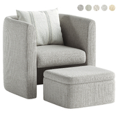Braedin Upholstered Barrel Accent Chair With Storable Ottoman