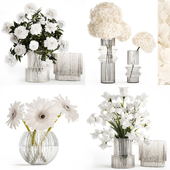 Collection of white flower bouquets. Set 424.