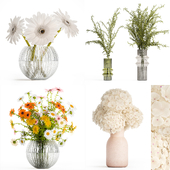 Collection of white flower bouquets. Set 425.