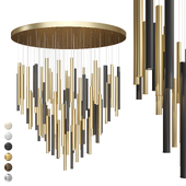 Large chandelier with two-color pendants IT-Laser-Round-Wide-D1250-100-Black/Gold