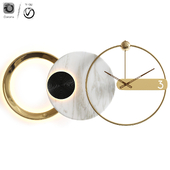Gold Wall Clock with Wood Pointer Modern Wall Light