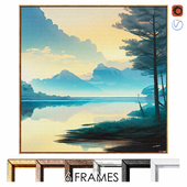 Картина Красивый пейзаж горного озера на закате | 4K | PBR