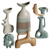Clay Canoe Ceramic Vase Set 01