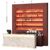 A small minimalistic bar with a stone