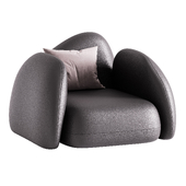 Modern Black Leather Armrest Standard Armchair