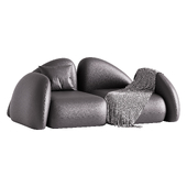 Modern Black Leather Armrest Standard Sofa