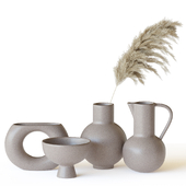 Set of vases with pampas branch