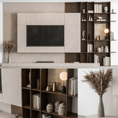 TV Wall Concrete and Wood - Set 153