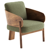 Walnut boucle armchair design by E Gallin Marais