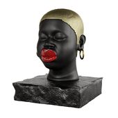 Modern Figure Head Female Black Red Lip