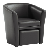 Babumba Faux Leather Upholstered Barrel Chair with Ottoman