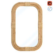 Mirror in rattan frame rounded corner