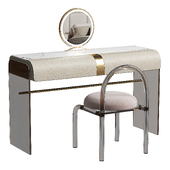 Trendy Standard Dressing Table with Stone Tabletop and Chalk Chair