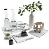 Decorative water bottles vases and books