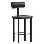 UNA Counter Stool in Black Stained Ash and Upholstered Back by Estudio Persona