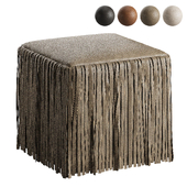 Leather pouf with fringes