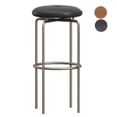 Circular Bar Stool in Bronze and Leather Designed by Craig Bassam