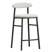Oneal 65cm Bar Stool Moon White Boucle and Black Legs