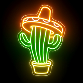 Sombrero On Cactus Neon Sign