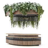 Coffee  Reception Desk With Plants - Restaurant Set 2331