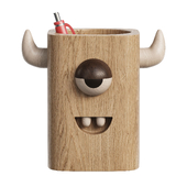 Monster-themed Wooden Pen Holder