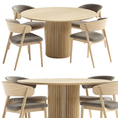 Chair Siena beige brown fabric solid beech natural And Palais Royal dining table