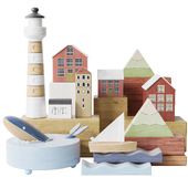 Set of wooden children&#39;s toys