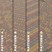 Set of four textures of colored tiles with rounded edges 4379