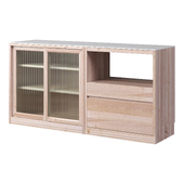 Oak Kitchen Cabinet with Glass Length
