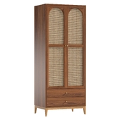 Vintage Cocoa Ash Wood Unfixed Wardrobe Closet