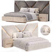 Velvet Sophia Luxury Bed with Golden Detailing