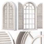 Wooden arch window with shutters V1 / Деревянное арочное окно со ставнями
