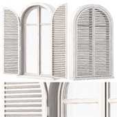 Wooden arch window with shutters V3 / Деревянное арочное окно со ставнями