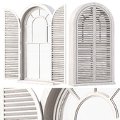 Wooden arch window with shutters V4 / Деревянное арочное окно со ставнями