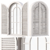 Wooden arch window with shutters V5 / Деревянное арочное окно со ставнями