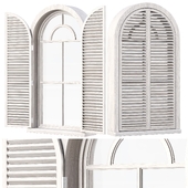 Wooden arch window with shutters V6 / Деревянное арочное окно со ставнями
