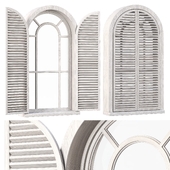Wooden arch window with shutters V7 / Деревянное арочное окно со ставнями